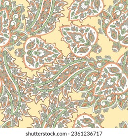 Paisley Floral oriental ethnic Pattern. Seamless Vector Ornament. Ornamental motifs of the Indian fabric patterns.