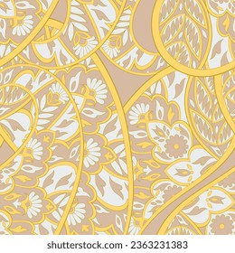 Paisley Floral oriental ethnic Pattern. Vector Seamless Ornamental Indian fabric patterns.