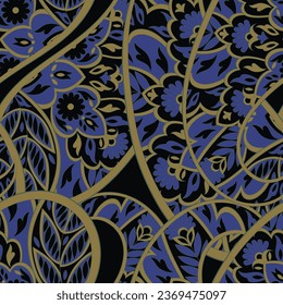 Paisley Floral oriental ethnic Pattern. Vector Seamless Ornamental Indian fabric patterns.