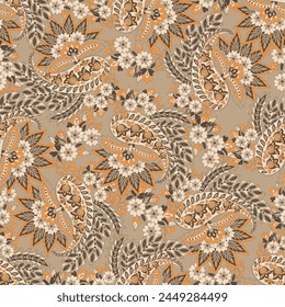 Paisley Floral oriental ethnic Pattern. Seamless Vector Ornament. Damask fabric patterns.