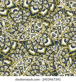 Paisley Floral oriental ethnic Pattern. Vector Seamless Ornamental Indian fabric patterns.
