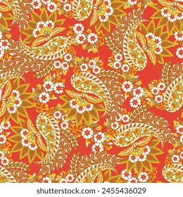 Paisley Floral oriental ethnic Pattern. Seamless Vector Ornament. Damask fabric patterns.