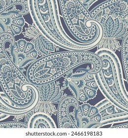 Paisley Floral oriental ethnic Pattern. Seamless Vector Ornament. Ornamental motifs of the Indian fabric patterns.