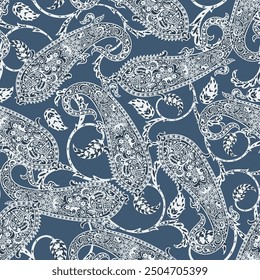 Paisley Floral oriental ethnic Pattern. Vector Seamless Ornamental Indian fabric patterns.