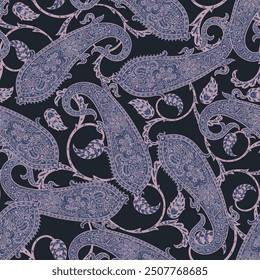 Paisley Floral oriental ethnic Pattern. Vector Seamless Ornamental Indian fabric patterns.