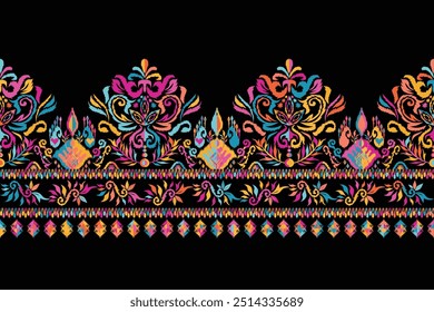 Paisley Floral oriental ethnic Pattern. Vector Seamless Ornamental Indian fabric patterns."This content was created using vector drawing tools and software, not generated by AI"