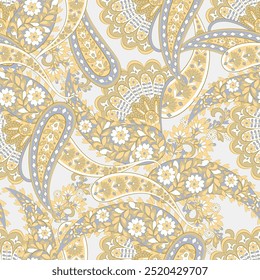 Paisley Floral oriental ethnic Pattern. Seamless Vector Ornament. Damask fabric patterns.