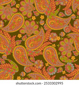 Paisley Floral oriental ethnic Pattern. Seamless Vector Ornament. Damask fabric patterns.