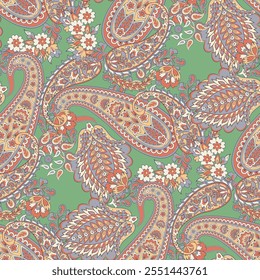 Paisley Floral oriental ethnic Pattern. Seamless Vector Ornament. Damask fabric patterns.