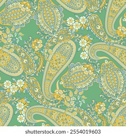 Paisley Floral oriental ethnic Pattern. Seamless Vector Ornament. Damask fabric patterns.