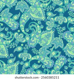 Paisley Floral oriental ethnic Pattern. Vector Seamless Ornamental Indian fabric patterns.