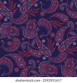 Paisley Floral oriental ethnic Pattern. Vector Seamless Ornamental Indian fabric patterns.