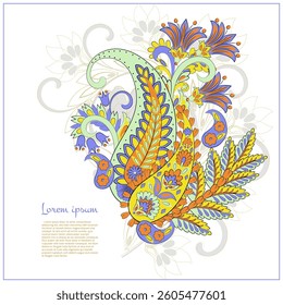 Paisley Floral oriental ethnic Pattern. Vector Damask Ornament