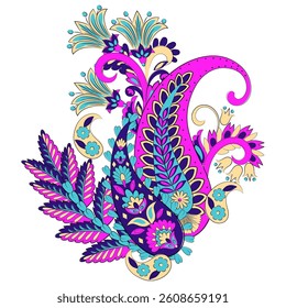 Paisley Floral oriental ethnic Pattern. Vector Damask Ornament