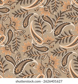 Paisley Floral oriental padrão étnico. Ornamento de vetor sem emenda. Padrões de tecido Damask.