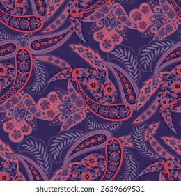 Paisley Floral oriental ethnic Pattern. Seamless Arabic Ornament. Ornamental motifs of the Indian fabric patterns