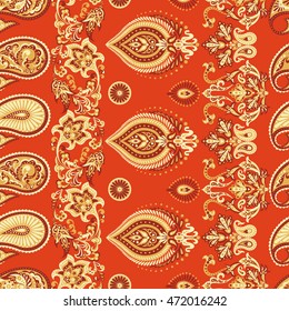 Paisley Floral oriental ethnic Pattern. Seamless Arabic Ornament. Ornamental motifs of the Indian fabric patterns.