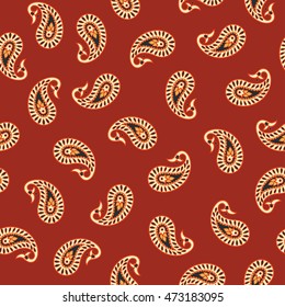 Paisley Floral oriental ethnic Pattern. Seamless Arabic Ornament. Indian fabric pattern
