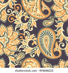 Paisley Floral oriental ethnic Pattern. Seamless Arabic Ornament. Ornamental motifs of the Indian fabric patterns.