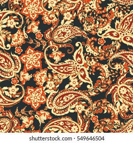 Paisley Floral oriental ethnic Pattern. Seamless Arabic Ornament. Ornamental motifs of the Indian fabric patterns.