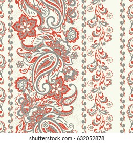 Paisley Floral oriental ethnic Pattern. Seamless Arabic Ornament. Ornamental motifs of the Indian fabric patterns.