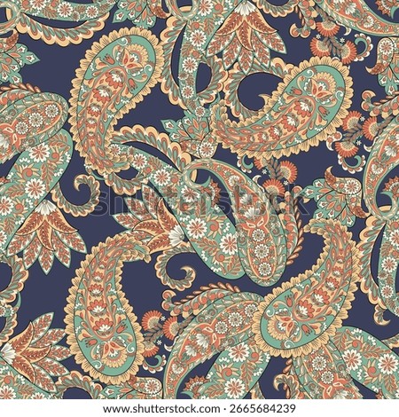Paisley Floral oriental ethnic Pattern. Seamless Vector Ornament. Damask fabric patterns.
