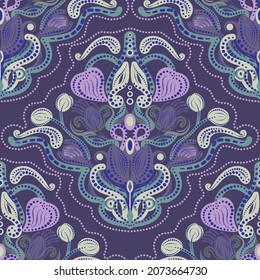 Paisley floral pattern in vector. Multicolored fabric or wallpaper 