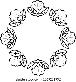 Paisley floral round frame decor