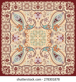 Paisley floral scarf design