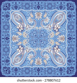 Paisley floral scarf design
