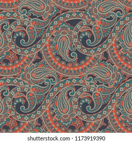 Paisley floral seamless pattern