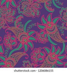 Paisley floral seamless pattern