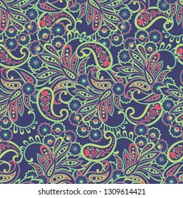 Paisley floral seamless pattern