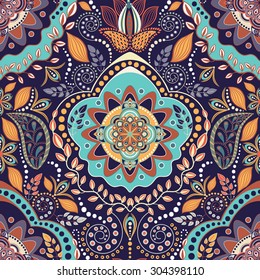 Paisley floral seamless pattern