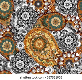 Paisley floral seamless pattern
