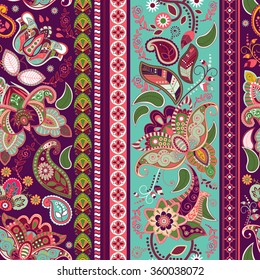 Paisley floral seamless pattern