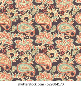Paisley floral seamless pattern