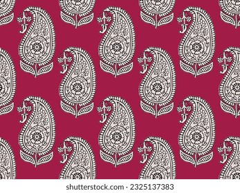 PAISLEY FLORAL SEAMLESS PATTERN ALL OVER PRINT VECTOR ILLUSTRATION