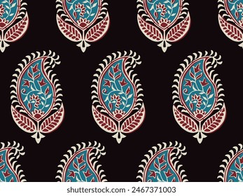 PAISLEY FLORAL SEAMLESS PATTERN ALL OVER PRINT VECTOR ILLUSTRATION