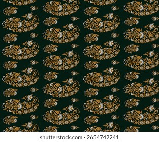 PAISLEY FLORAL SEAMLESS PATTERN ALL OVER PRINT WITH BORDER VECTOR ILLUSTRATION