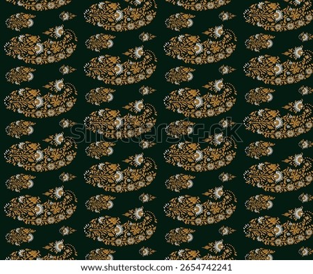 PAISLEY FLORAL SEAMLESS PATTERN ALL OVER PRINT WITH BORDER VECTOR ILLUSTRATION