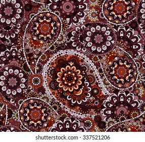 Paisley floral seamless pattern. Seamless pattern based on traditional Asian elements Paisley. Vector illustration.