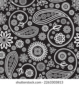 Paisley and floral seamless pattern design