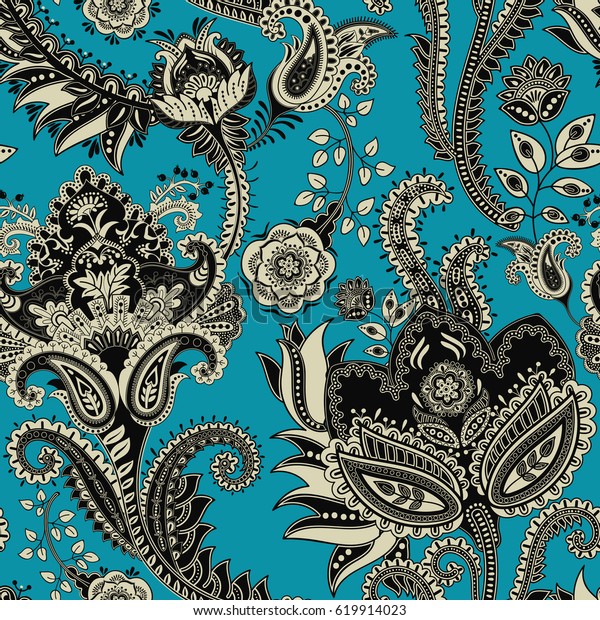 Paisley Floral Seamless Pattern Indian Ornament Stock Vector Royalty