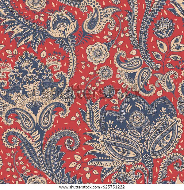 Paisley Blumen Nahtloses Muster Indische Ornamente Stock Vektorgrafik Lizenzfrei