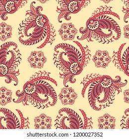 Paisley floral seamless vector pattern