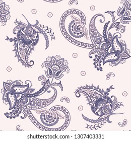 Paisley floral seamless vector pattern