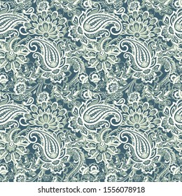 Paisley floral seamless vector pattern