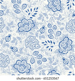 Paisley floral seamless vector pattern in indian style