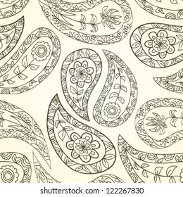 Paisley floral textile pattern. Seamless pattern can be used for wallpaper, fabrics, paper craft projects, web page background,surface textures. Abstract textile floral background